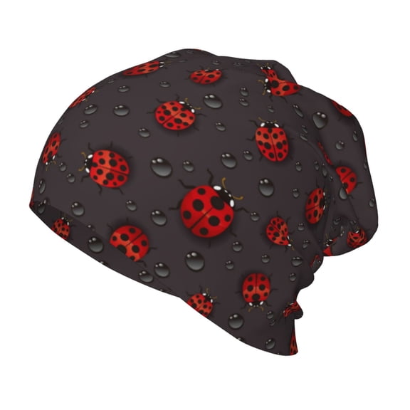 Rateoe Red Ladybugs On Dark Background Kids Beanie Warm Knit Beanie Hats Boys Girls Winter Hat Soft Slouchy Hats for Kids