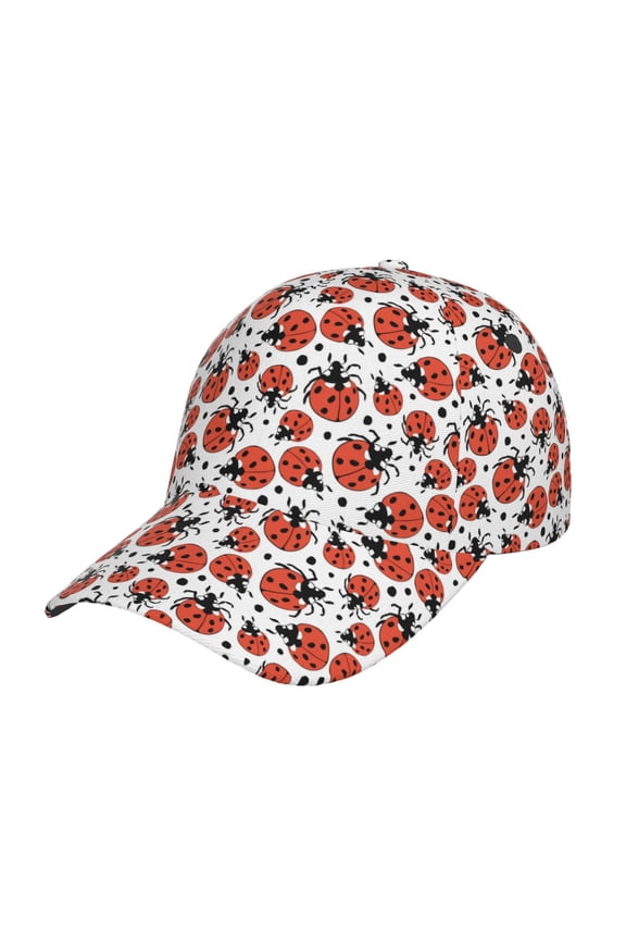 Red Ladybugs Pattern Mens Baseball Cap  Adjustable Curved Brim Hat, Soft Cotton Sports Cap for Outdoor, Casual, and Everyday Wear, Comfortable & Breathable