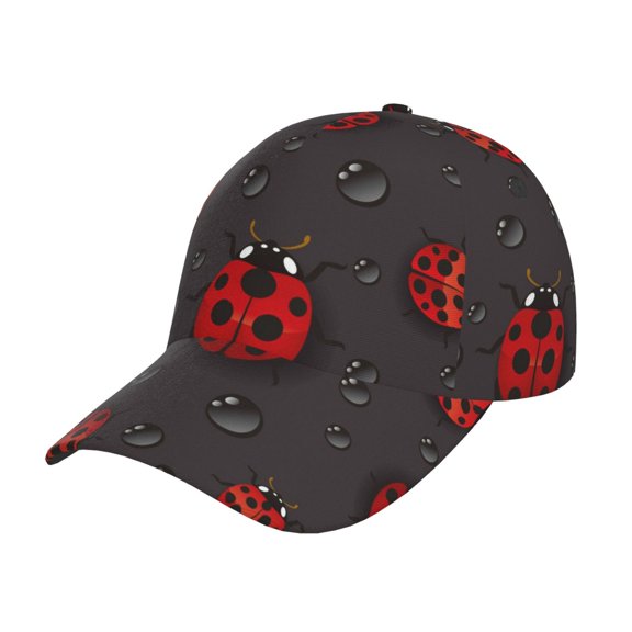 Rateoe Red Ladybugs Pattern Mens Baseball Cap Adjustable Curved Brim Hat, Soft Cotton Sports Cap for Outdoor, Casual, and Everyday Wear, Comfortable & Breathable
