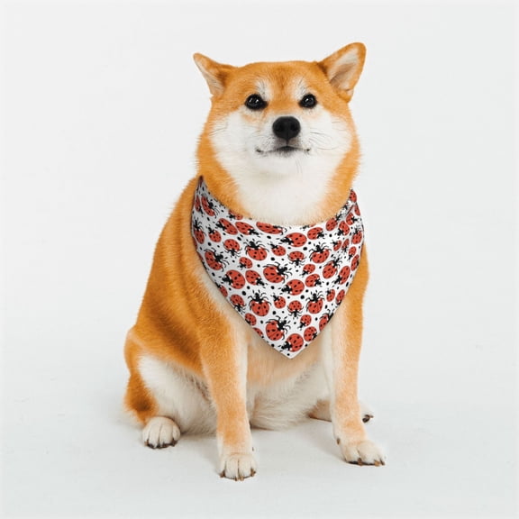 Rateoe Red Ladybugs Print Pet Scarf for Dogs and Cats – Stylish Reflective Design, Breathable & Durable Pet Bandana with Quick-Release Buckle-Small