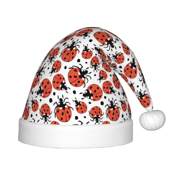 Rateoe Red Ladybugs Santa Hat Confortable Christmas Hat for Christmas Party Favors Fit for Kids