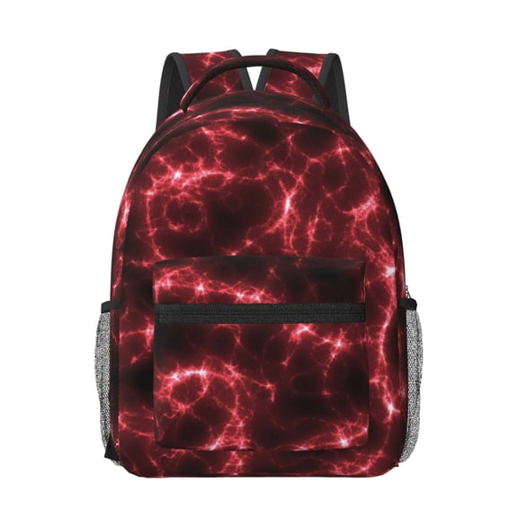 Rateoe Red Line Pattern Durable Student Backpack Laptop Bag- Ergonomic Design, Waterproof Twill Fabric - Ideal for School, Travel, and Outdoor Activities
