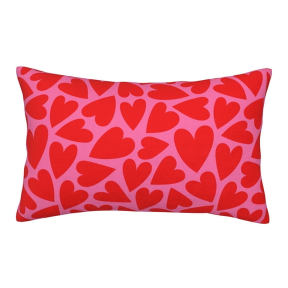 Rateoe Red Love Heart Pattern Pillow Covers with Invisible Zipper(Pillows are not Included) Standard Pillowcases-16"x24"