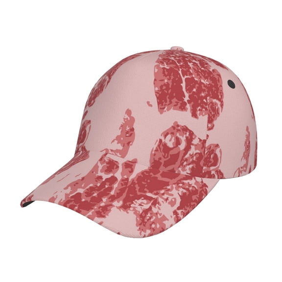 Rateoe Red Meat Pattern Baseball Cap Outdoor Cap Mountain Dad Hat - Unstructured Soft Cotton Cap-Adjustable UV Protection Cap