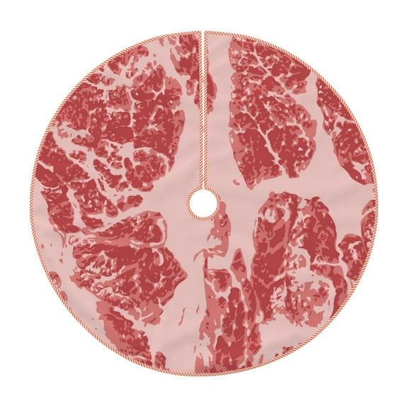 Rateoe Red Meat Pattern Christmas Tree Skirt with Ties , Christmas Tree Decorations, Farmhouse Christmas Decor Xmas Holiday Decorations-