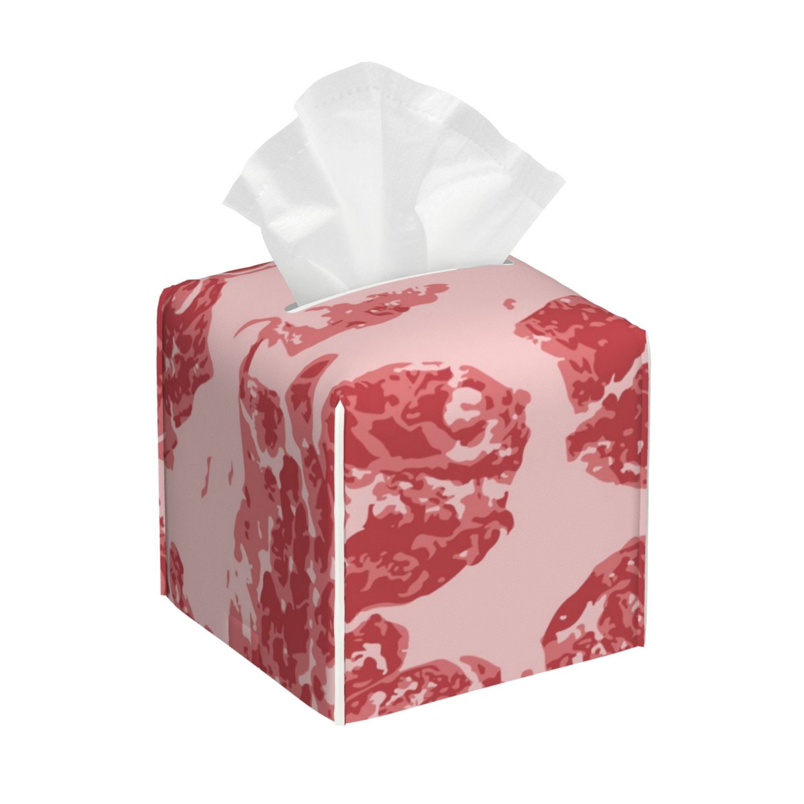 Rateoe Red Meat Pattern Tissue Box Cover, Modern Square Decorative ...