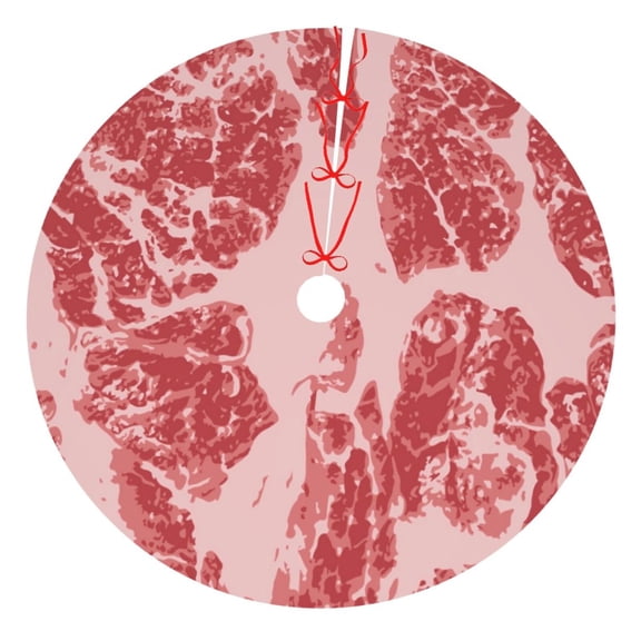 Rateoe Red Meat Print Christmas Tree Skirt 36" for Xmas Holiday New Year Party Circle Tree Mat Ornaments Decoration