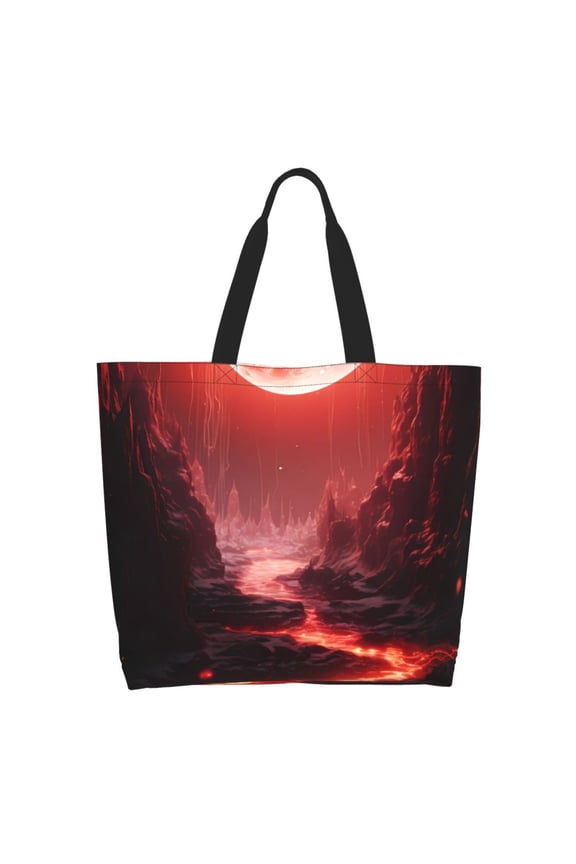 Red Moon Lava Tote Bag - Waterproof Lightweight Handbags Travel Shoulder Bag for Hiking Yoga Gym Swimming Travel Beach