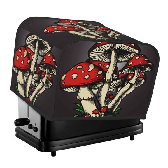 Rateoe Red Mushrooms Pattern Toaster Covers 4 Slice Wide Slot,Bread Machine Cover,Bread Dust Cover & Fingerprint Protection,Appliance Covers