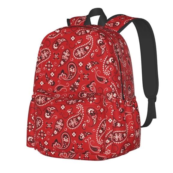 Rateoe Red Paisley Floral Pattern Student Backpack,Backpack for School,Lightweight Bag,Travel Backpack,Outdoor Backpack,Large Capacity Backpack