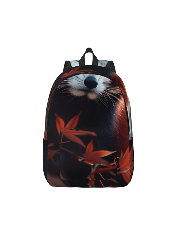 Red Panda Autumn Branches Pattern Canvas College Laptop Backpack,Travel Daypack,Durable Rucksack Travel Notebook Bag School Backpack Book Bag for Men Women-Small