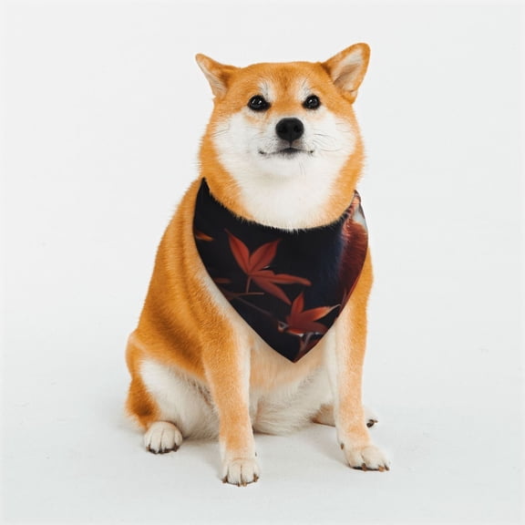 Rateoe Red Panda Autumn Branches Print Pet Scarf for Dogs and Cats – Stylish Reflective Design, Breathable & Durable Pet Bandana with Quick-Release Buckle-Small