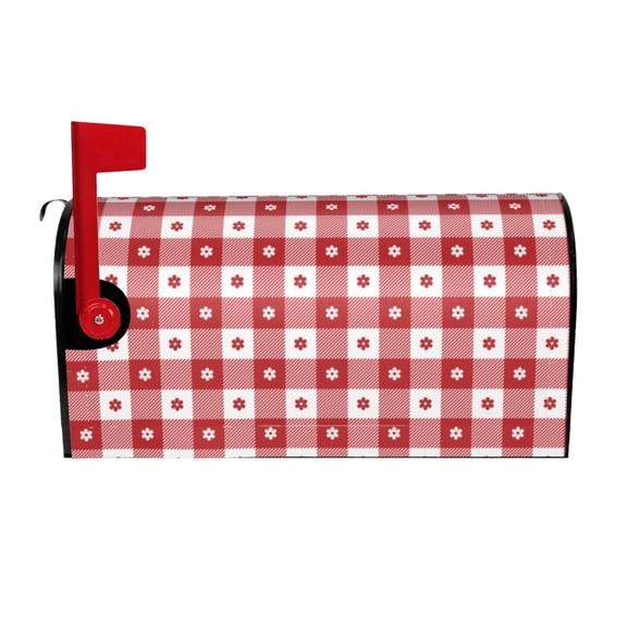 Rateoe Red Plaid Daisy Printed Mailbox Covers - Easy to Install Fall, Winter, Spring, Summer Mailbox Cover - Weather and UV-Resistant Mailbox Decor - Mailbox Magnetic Covers-21x18 in