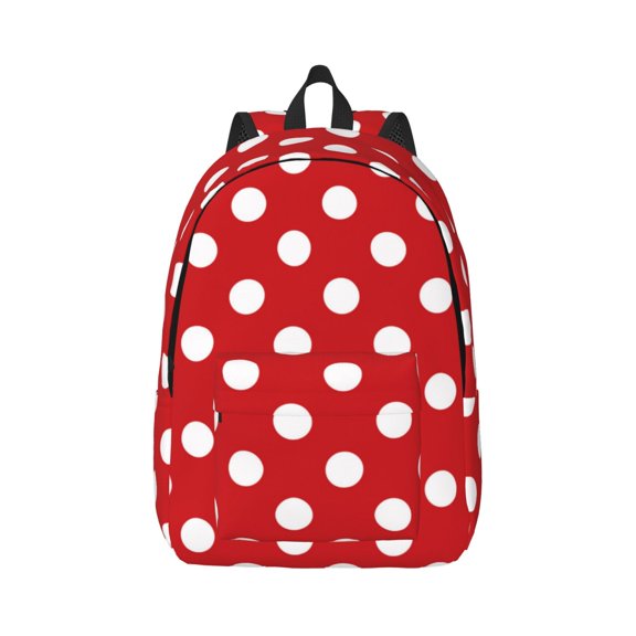 Rateoe Red Polka Dot Pattern Canvas College Laptop Backpack,Travel Daypack,Durable Rucksack Travel Notebook Bag School Backpack Book Bag for Men Women-Small