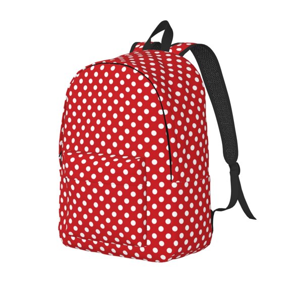 Rateoe Red Polka Dot Pattern Durable Canvas Backpack for Men & Women – Stylish & Lightweight – Adjustable Straps, Multiple Pockets – Fits 15-17 Inch LaptopsMedium
