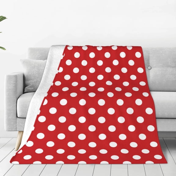 Rateoe Red Polka Dot Print Fuzzy Fleece Throw Blanket Extra Large,Super Soft,Fluffy and Warm Blankets for Couch,Bed,All Season Use (50"x40")