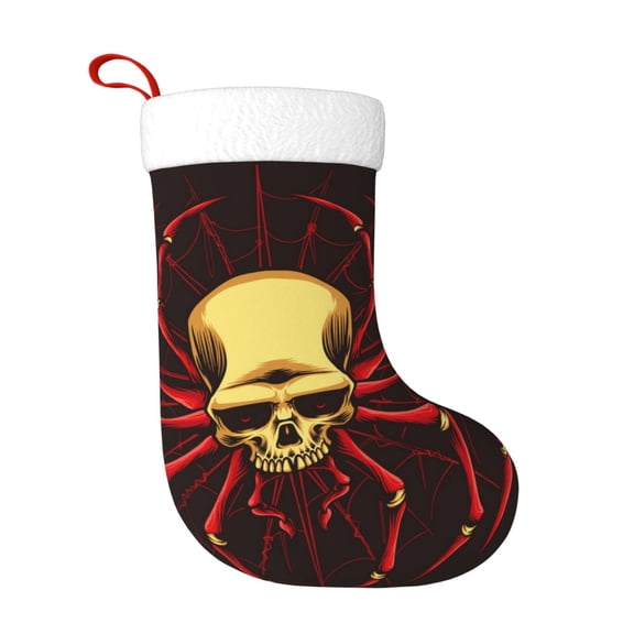 Rateoe Red Skull Spider Print Christmas Stockings,18 Inch Large Christmas Stockings Decoration Ornaments for Holiday Home Fireplace Indoors
