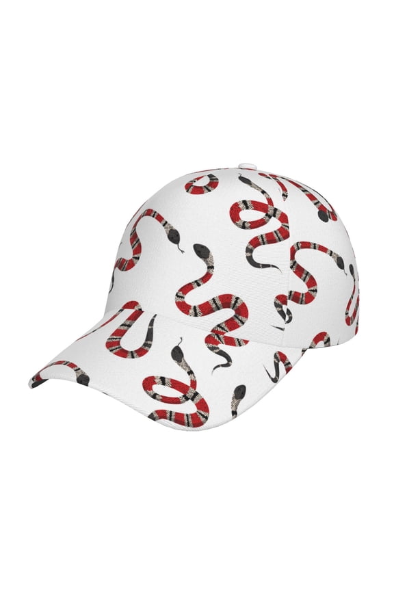 Red Snake Pattern Mens Baseball Cap Adjustable Curved Brim Hat, Soft Cotton Sports Cap for Outdoor, Casual, and Everyday Wear, Comfortable & Breathable