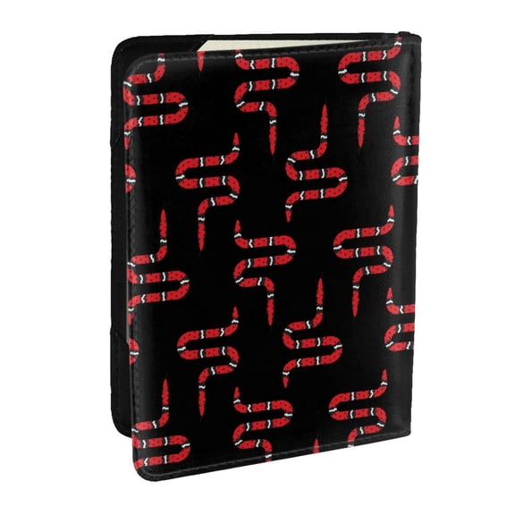 Rateoe Red Snake Pattern Passport Holder Wallet Leather Mulit-purpose Travel Wallet Credit Cards Case ,Passport Cover for Women Men-6.5 in