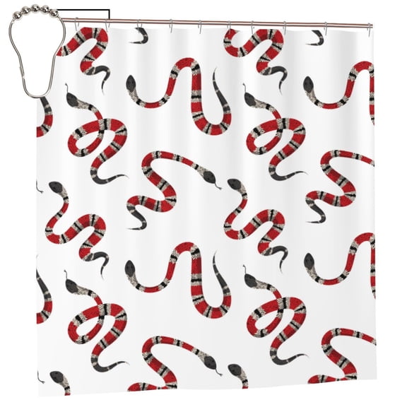 Rateoe Red Snake Shower Curtain - Fancy Bathroom Shower Curtain Sets - Waterproof Shower Curtain with Hooks with 12 Plastic Hooks 72x72 Inches