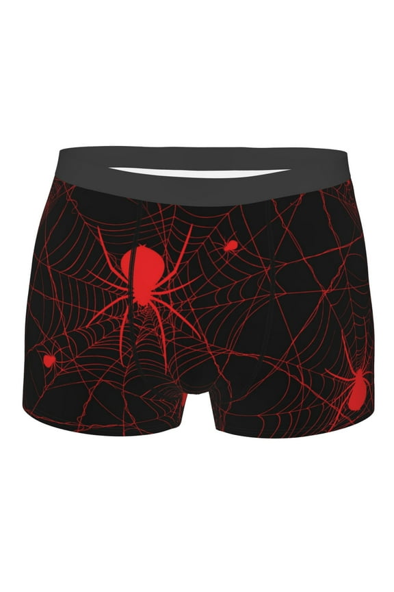 Red Spider On The Web Mens Boxer Briefs Poly Spandex Performance Boxer Briefs Underwear Hem Boxer Briefs - Small