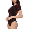 thumbnail image 1 of Rateoe Red Spider On The Web Printed Women Rash Guard Short Sleeve,Tummy control Swimsuit Surfing Swimsuit Bathing Suit Short-sleeved Onesie UPF 50+, 1 of 6