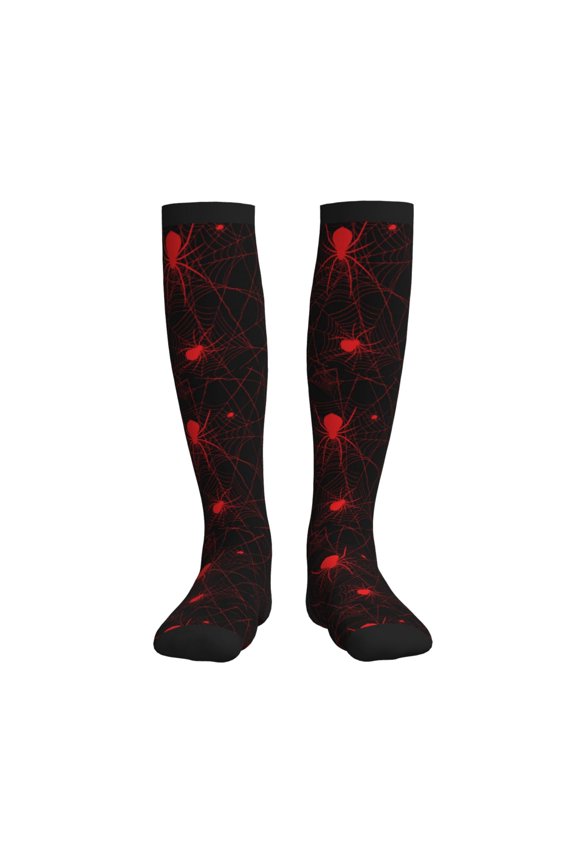 Red Spider On The Web Compression Socks for Women and Men 20-30mmHg-Circulation Support Socks Knee High Nurse Pregnant Running Medical and Travel Athletic