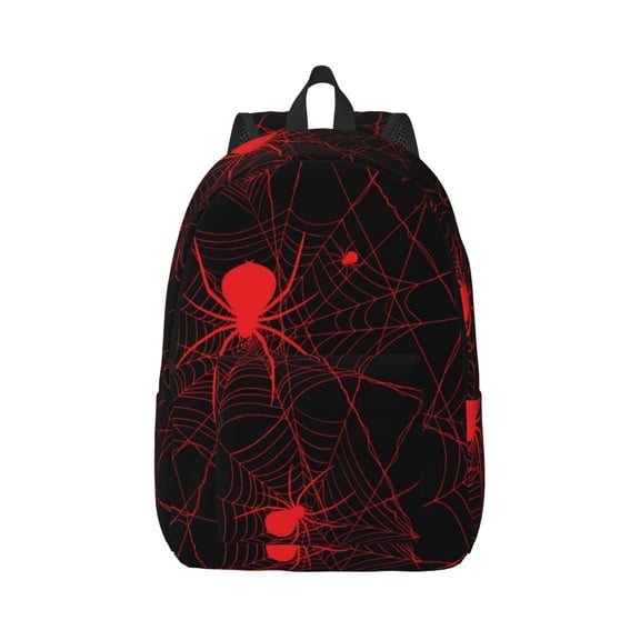 Rateoe Red Spider On The Web Pattern Canvas College Laptop Backpack,Travel Daypack,Durable Rucksack Travel Notebook Bag School Backpack Book Bag for Men Women-Small