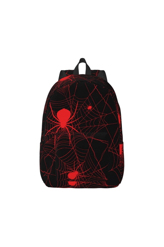 Red Spider On The Web Pattern Canvas College Laptop Backpack,Travel Daypack,Durable Rucksack Travel Notebook Bag School Backpack Book Bag for Men Women-Small