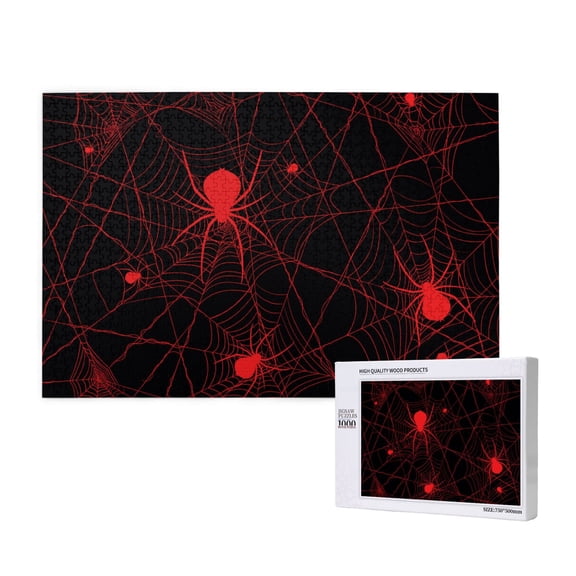 Rateoe Red Spider On The Web Pattern Wooden Picture Puzzle ,1000 Piece Jigsaw Puzzle ,Family Fun Puzzle, Home Dcor Puzzle, Gift Puzzle(Horizontal style)