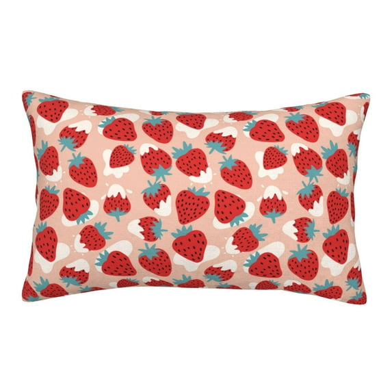 Rateoe Red Strawberry Pattern Pillow Covers with Invisible Zipper(Pillows are not Included) Standard Pillowcases-16"x24"