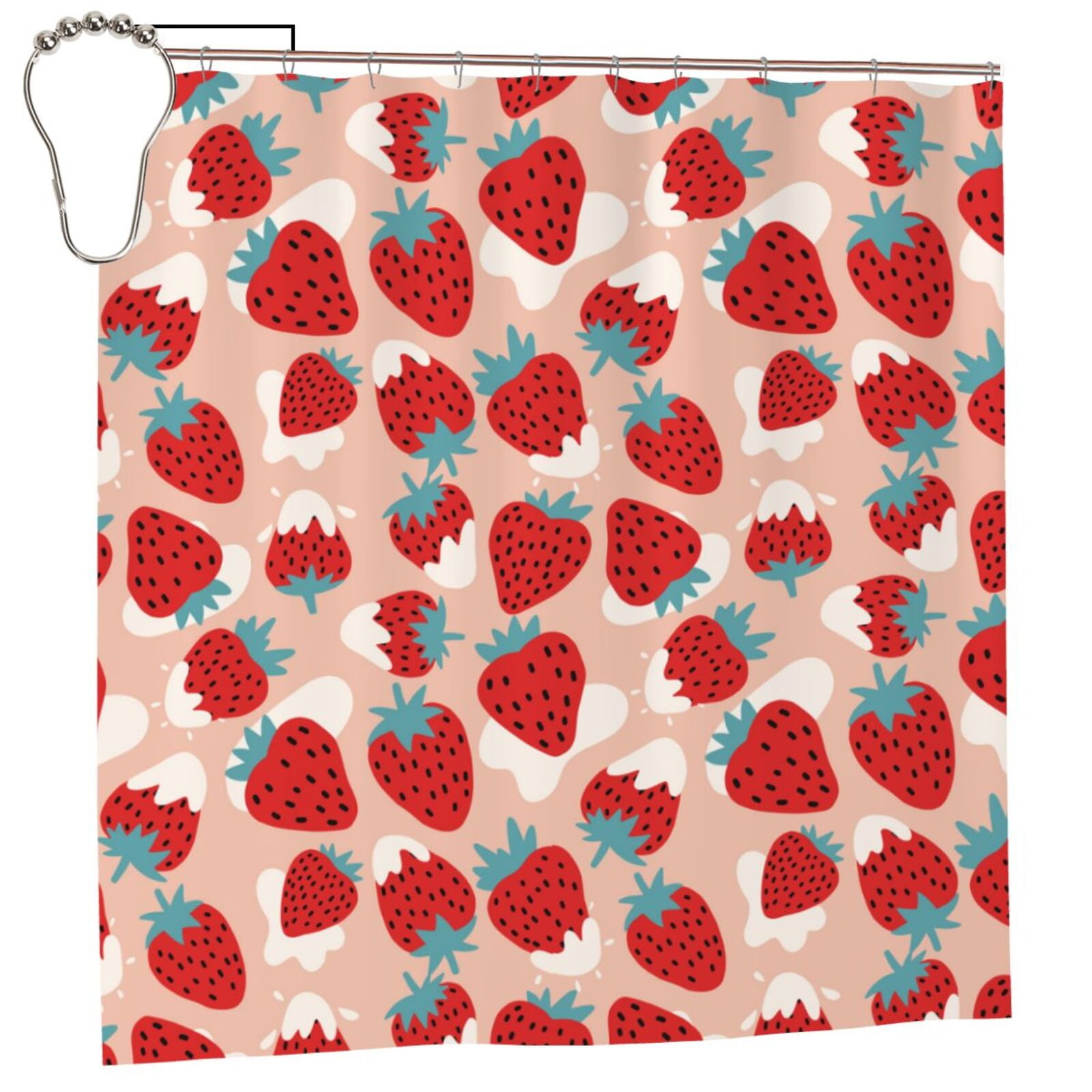 Rateoe Red Strawberry Shower Curtain Fancy Bathroom Shower Curtain