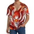 thumbnail image 1 of Rateoe Red Sun Flame Fox Pattern Men's Short Sleeve Classic Shirt, Casual Short-Sleeved Shirt, Lightweight Summer Shirt, Cuban Collar Shirt,Button-Front Shirt-XX-Large, 1 of 5
