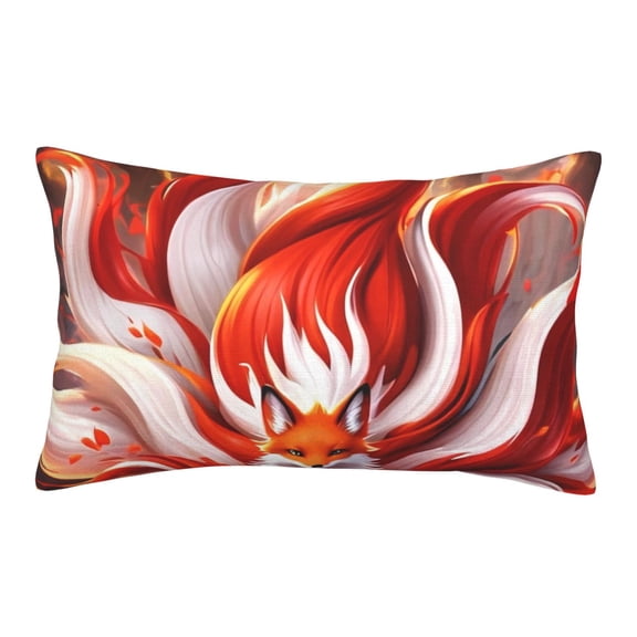Rateoe Red Sun Flame Fox Pattern Pillow Covers with Invisible Zipper(Pillows are not Included) Standard Pillowcases-20"x30"