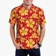 thumbnail image 1 of Rateoe Red Vintage Flowers Pattern Men's Short Sleeve Polo Shirts, Golf Polo Shirts Short Sleeve Performance Moisture Wicking Dry-Medium, 1 of 6