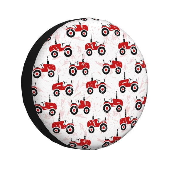 Rateoe Red Wheeled Tractors Pattern Tire Cover Wheel Protectors Weatherproof Wheel Covers Universal Fit for Trailer Rv SUV Truck Camper Travel Trailers Accessories-16 inch