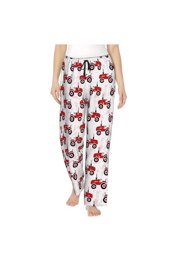 Red Wheeled Tractors Pattern Women’s Ultra-Soft Comfy Pajama Lounge Pants Sleepwear,Comfortable Lounge Wear,lightweight Pajamas, Casual Home Wear-X-Large