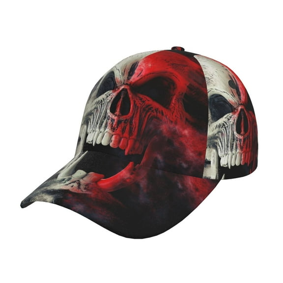Rateoe Red And White Screaming Demon Skull Pattern Mens Baseball Cap Adjustable Curved Brim Hat, Soft Cotton Sports Cap for Outdoor, Casual, and Everyday Wear, Comfortable & Breathable