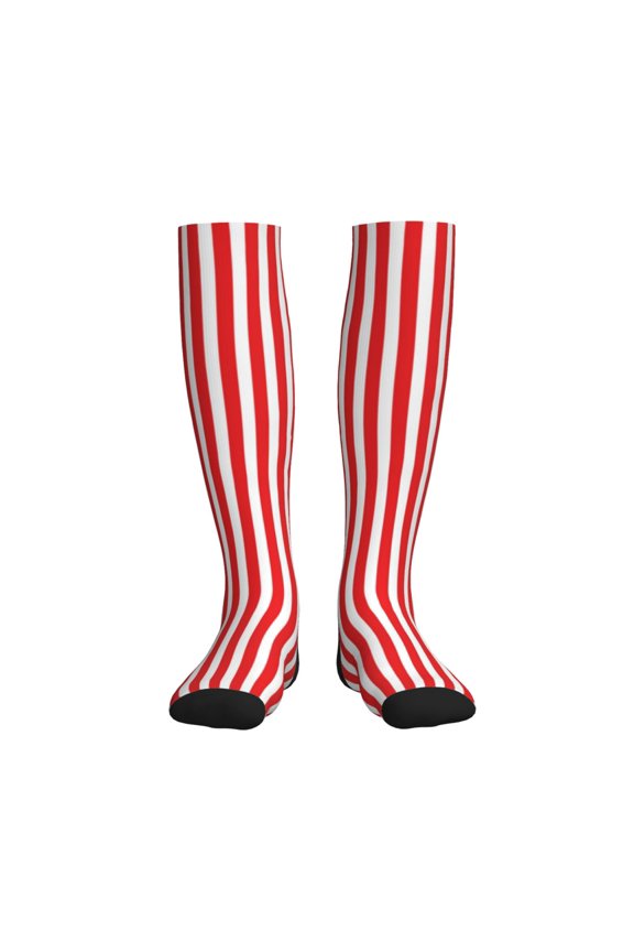 Red And White Stripes Compression Socks for Women and Men 20-30mmHg-Circulation Support Socks Knee High Nurse Pregnant Running Medical and Travel Athletic
