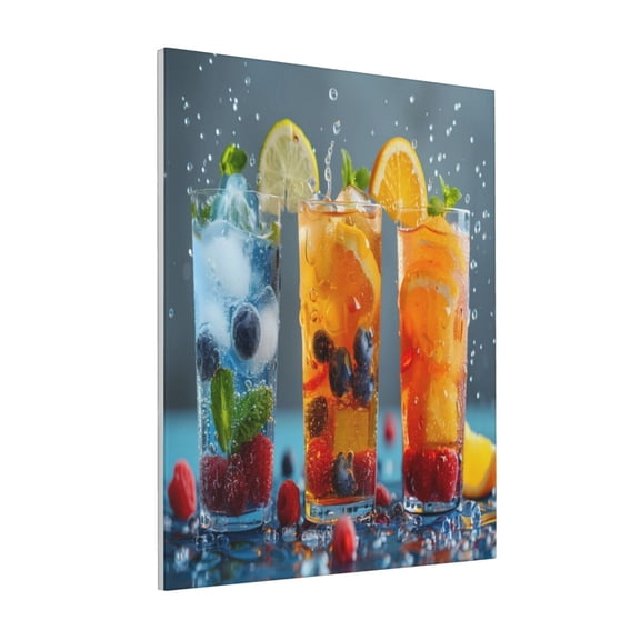 Rateoe Refreshing Fruit Infused Drinks Pattern Decorative Picture – Unique Modern Wall Art, Ready-to-Hang Canvas Print for Home (Vertical)