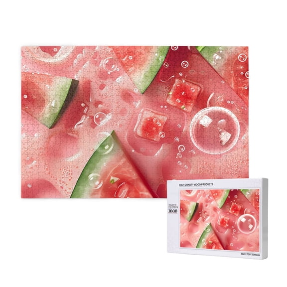 Rateoe Refreshing Watermelon Slices Pattern Wooden Picture Puzzle ,1000 Piece Jigsaw Puzzle ,Family Fun Puzzle, Home Dcor Puzzle, Gift Puzzle(Horizontal style)