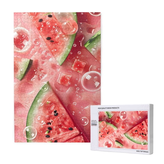 Rateoe Refreshing Watermelon Slices Pattern Wooden Picture Puzzle ,1000 Piece Jigsaw Puzzle ,Family Fun Puzzle, Home Dcor Puzzle, Gift Puzzle(Vertical style)