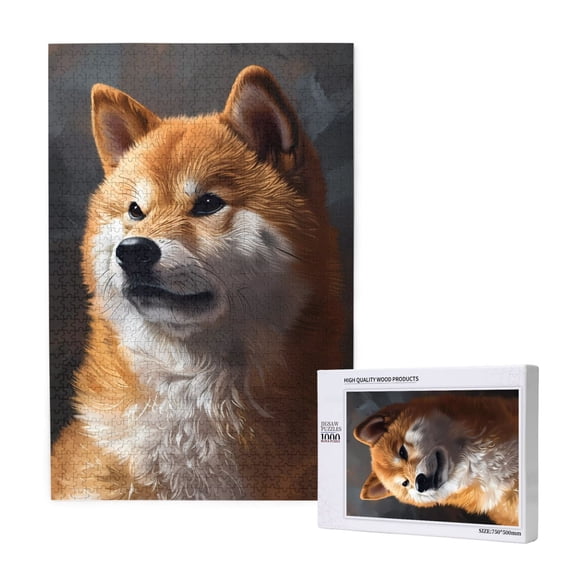 Rateoe Regal Shiba Inu Pattern Wooden Picture Puzzle ,1000 Piece Jigsaw Puzzle ,Family Fun Puzzle, Home Décor Puzzle, Gift Puzzle(Vertical style)