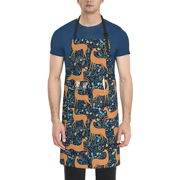Rateoe Reindeer Aprons with Pocket,Men Womens Aprons Waterproof Adjustable Cooking Aprons for Kitchen Gardening and Salon