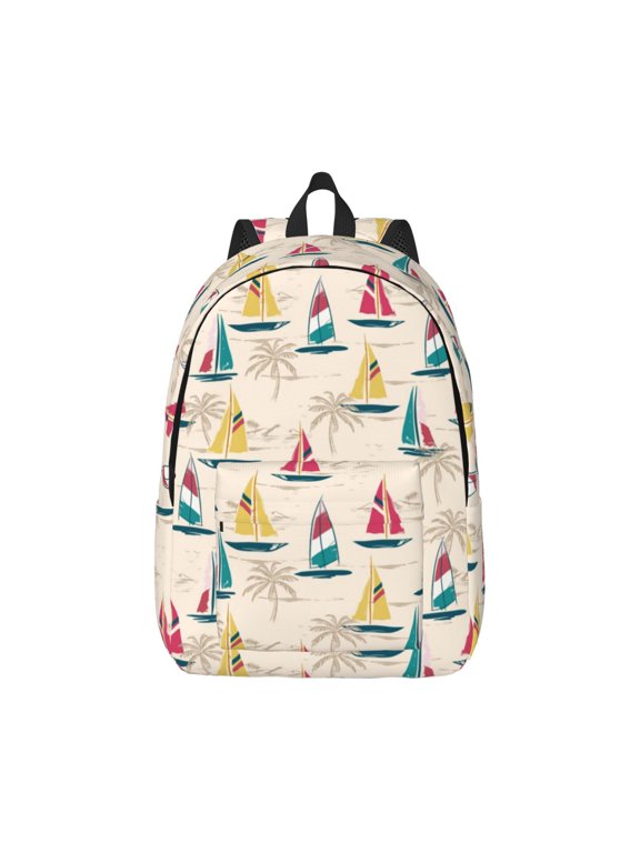Reto Marine Nautical Pattern Canvas College Laptop Backpack,Travel Daypack,Durable Rucksack Travel Notebook Bag School Backpack Book Bag for Men Women-Small
