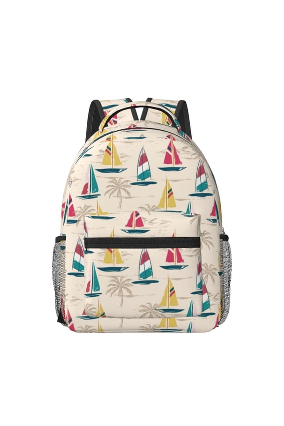 Reto Marine Nautical Pattern Durable Student Backpack Laptop Bag- Ergonomic Design, Waterproof Twill Fabric - Ideal for School, Travel, and Outdoor Activities