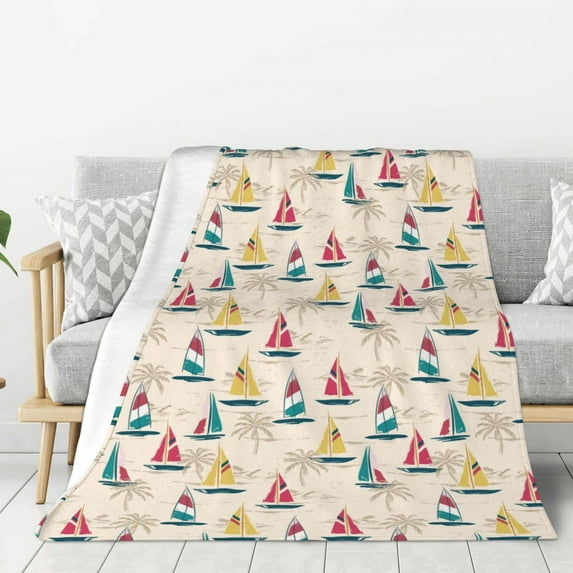 Rateoe Reto Marine Nautical Pattern Flannel Throw Blanket, Ultra-soft Blanket for Bed, Couch, Car, Hypoallergenic Anti-pilling blanket-40"x30"(Vertical)