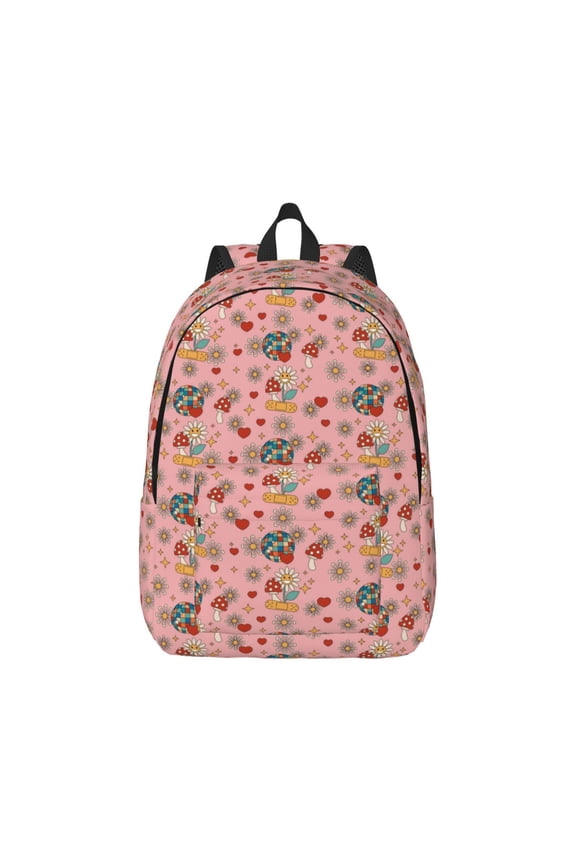 Retro 70s 60s Hippie Flower Pattern Canvas College Laptop Backpack,Travel Daypack,Durable Rucksack Travel Notebook Bag School Backpack Book Bag for Men Women-Small
