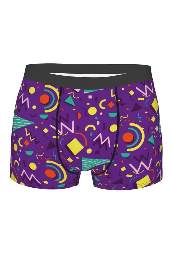 Retro 80s Style Mens Boxer Briefs Poly Spandex Performance Boxer Briefs Underwear Hem Boxer Briefs - Large