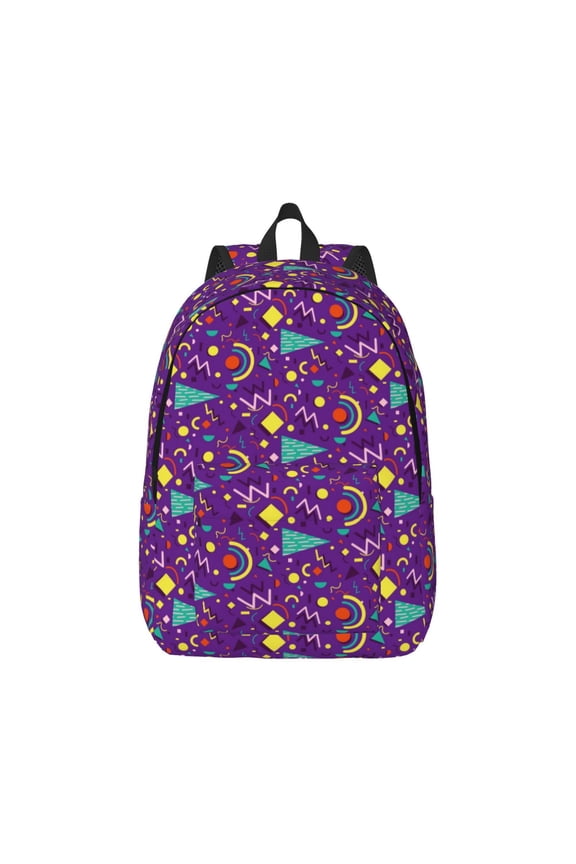 Retro 80s Style Pattern Canvas College Laptop Backpack,Travel Daypack,Durable Rucksack Travel Notebook Bag School Backpack Book Bag for Men Women-Medium